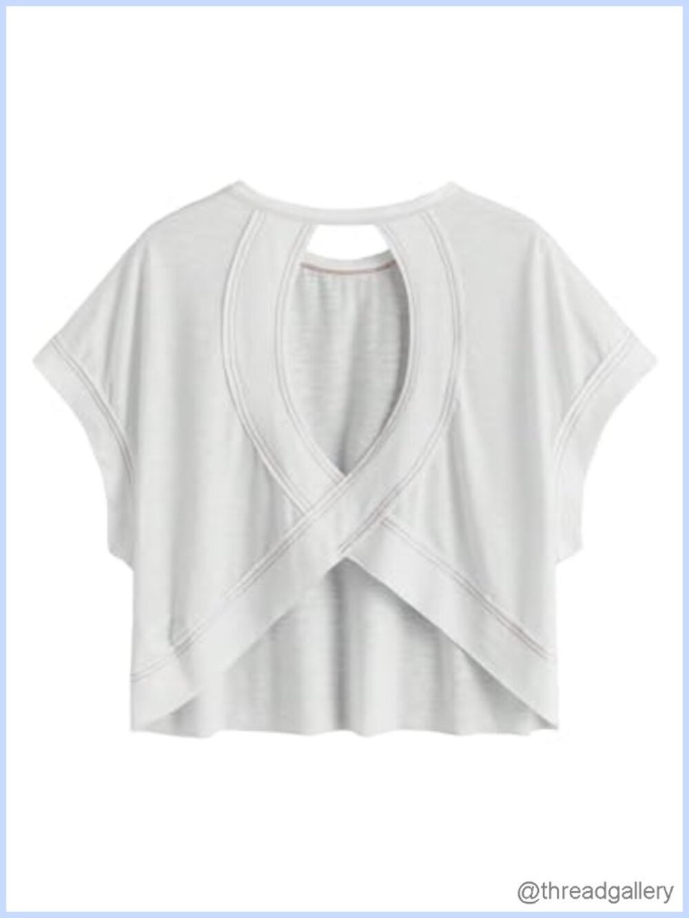 Women Open Back Cut Out Backless Tee Workout Gym Athletic T-Shirt